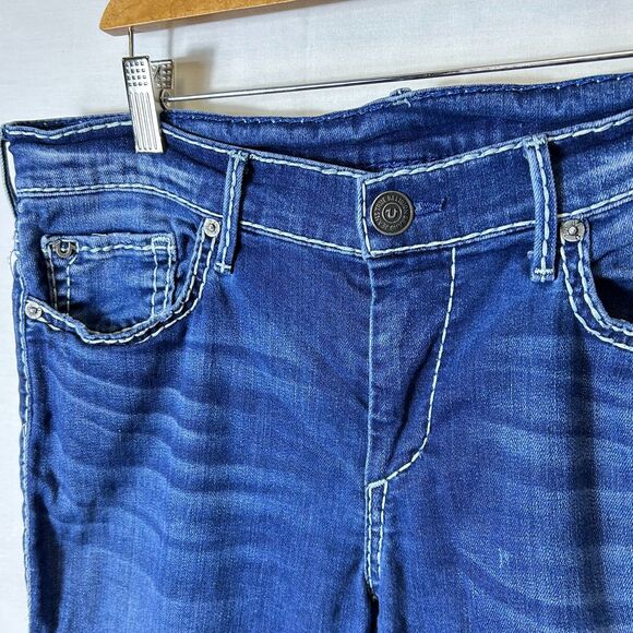 True Religion Casey Blue Medium Wash Lower Rise Skinny Jeans Size 31 - Picture 16 of 16